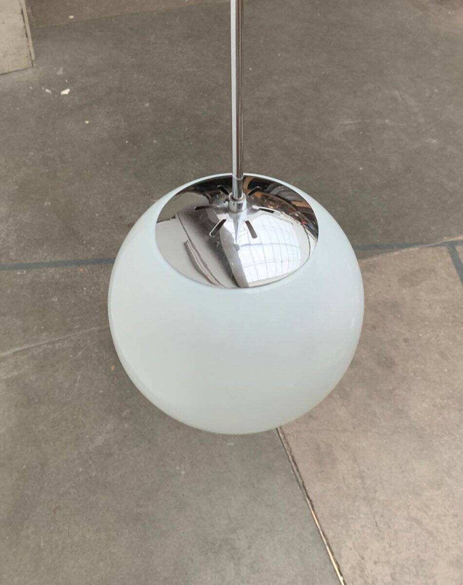 Mid-Century German Glass and Metal Ball Pendant