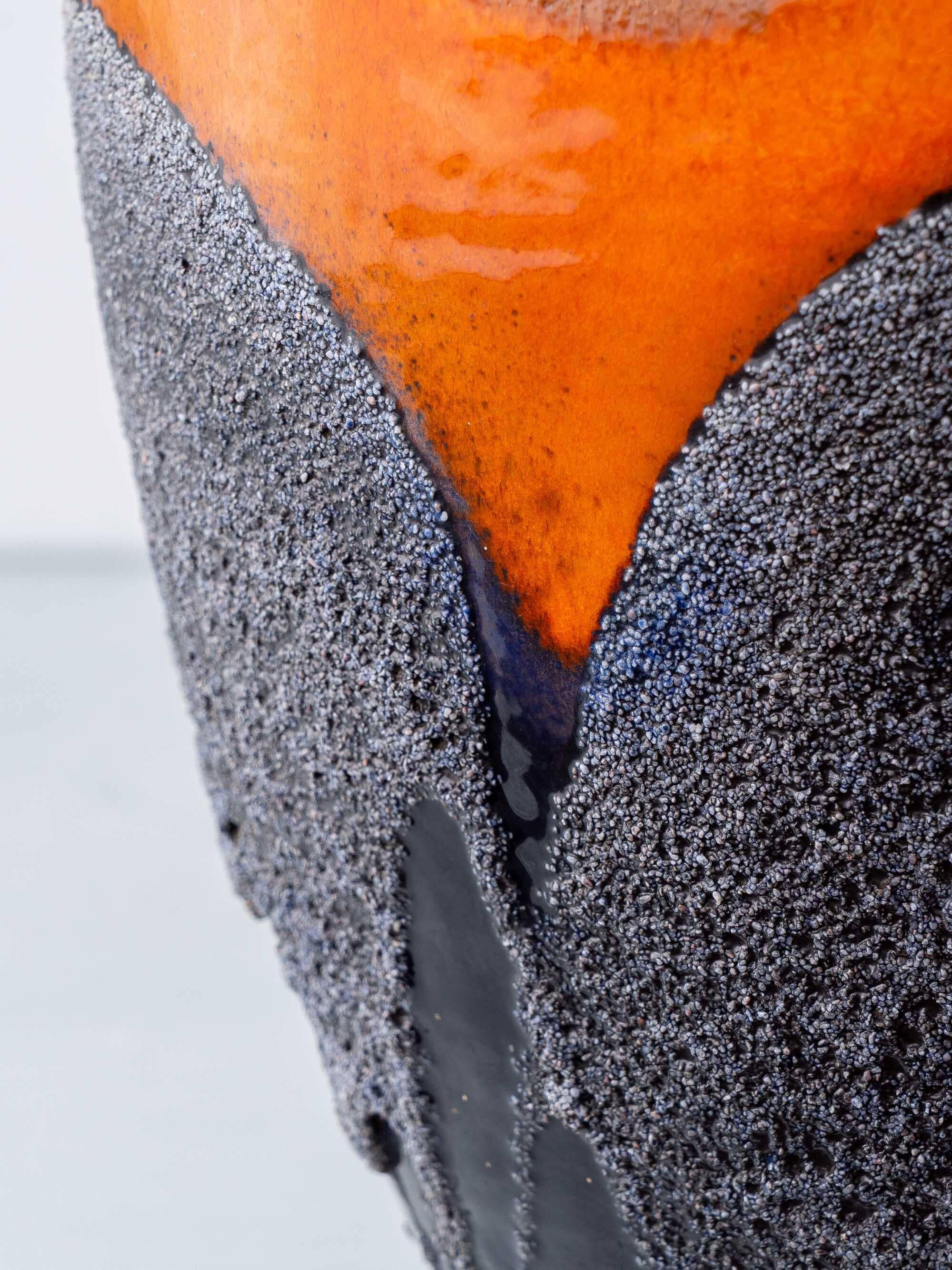 XXL Mid-Century Modern grey and orange ceramic table lamp Carstens Tönnieshof