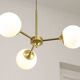 Italian Mid century Modern Chandelier in Brass and Opaline Glass, 1960s