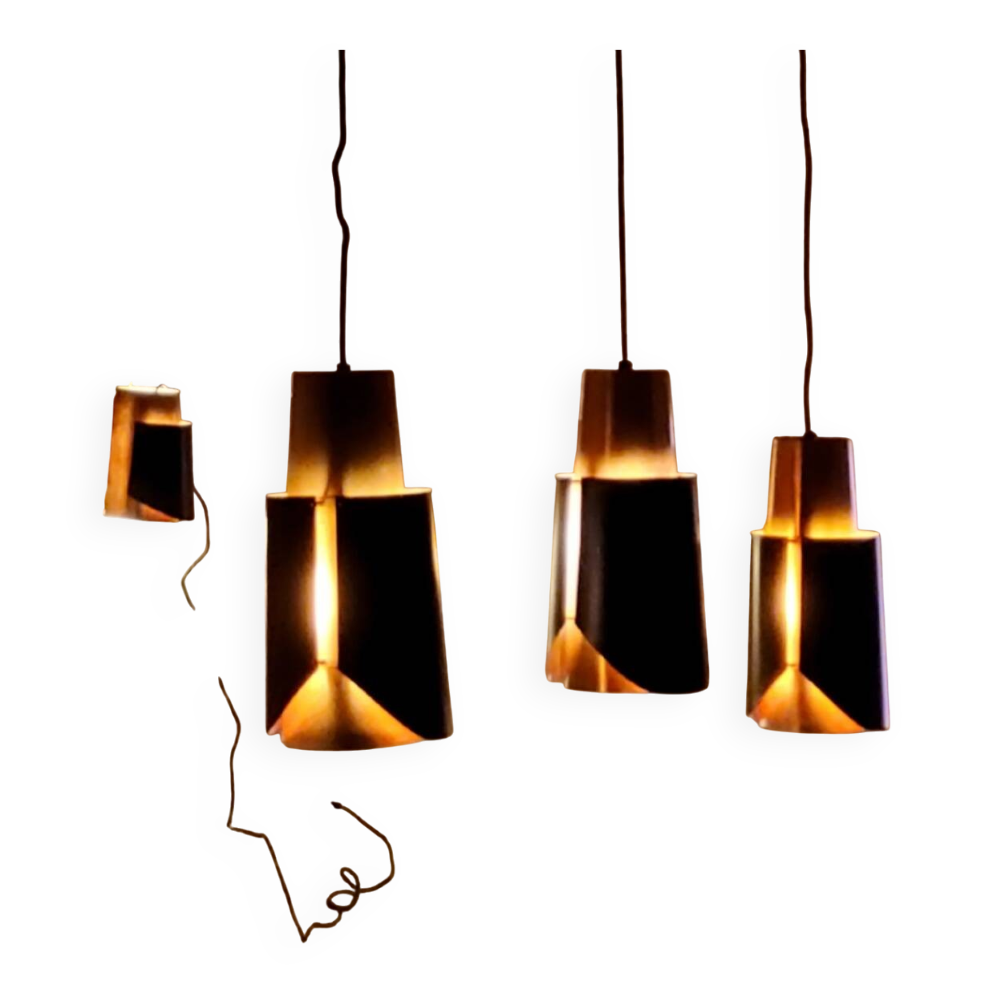 Vintage black brass 'østerport' pendant and wall lamp by Bent Karlby for Lyfa, Denmark 1960s