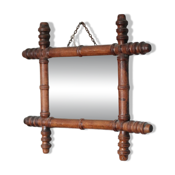 Miroir bois imitation bambou, miroir ancien, miroir à suspendre