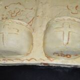 Terracotta plaque signed MSD Anne Dangar Moly-Sabata enamelled with double holy water font