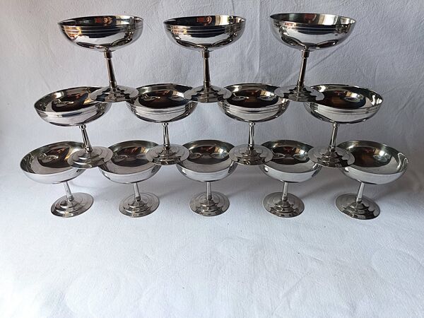 12 coupes par Letang & Remy France vintage inox 18/10 design vintage