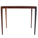Side table with blue ceramics, Denmark, 1960s. After renovation.