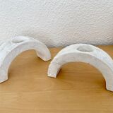 Pair of XXth painted candlesticks
