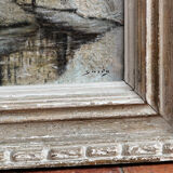 Huile sur toile signée, paysage de neige