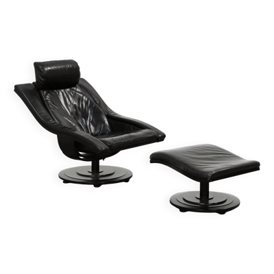 Fauteuil pivotant et repose-pieds par Takashi Okamura pour Nelo Möbel Suède