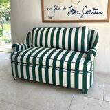 Small green striped sofa