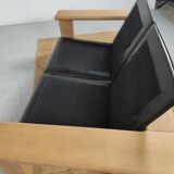 Walter Knoll leather sofa in leather and light oak, 1980