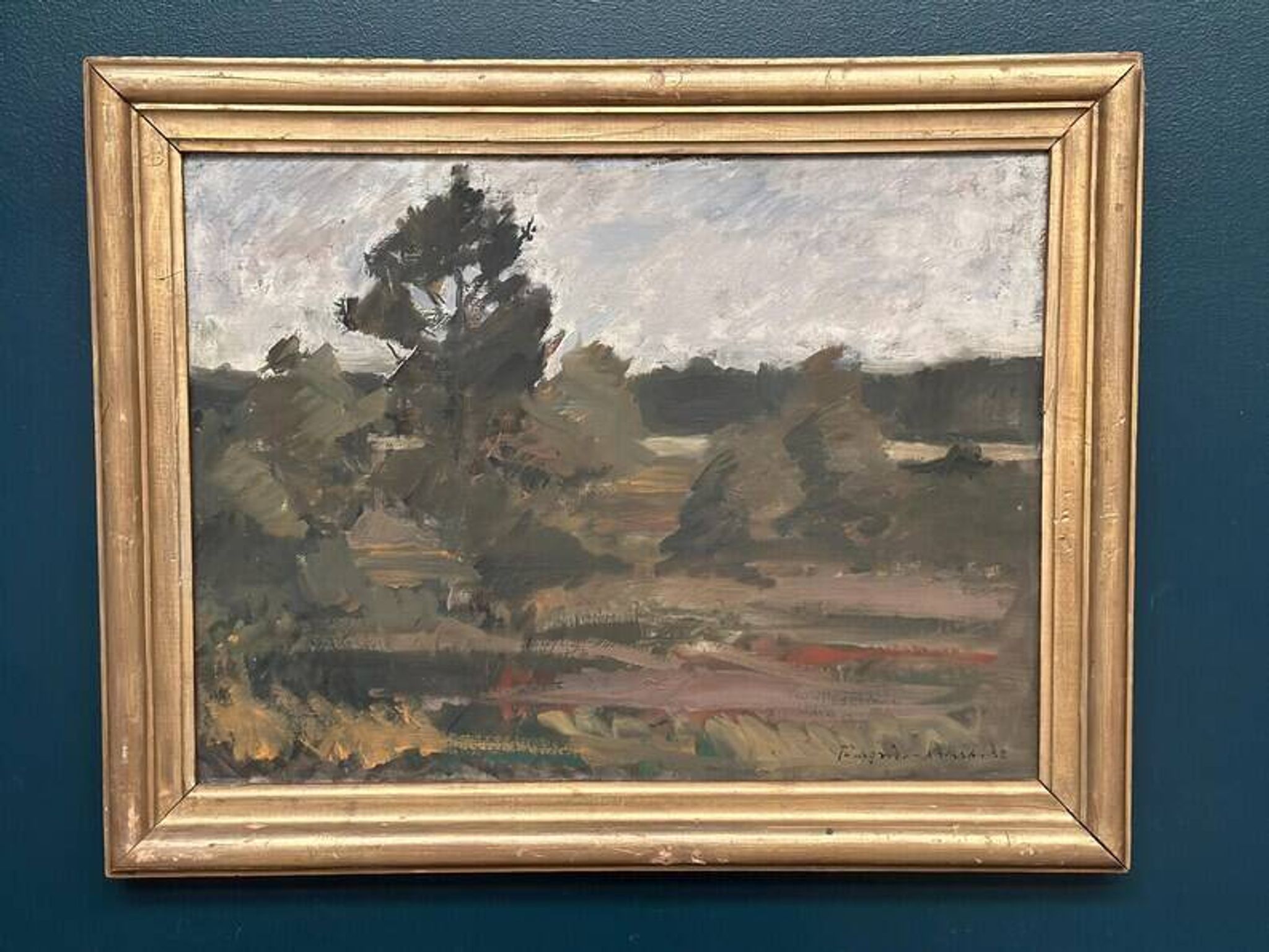 Huile sur toile originale suédoise – "Paysage" par Tornqvist – Signée – Datée 1932 – Encadrée