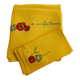 Petite nappe vintage jaune brodée et 12 serviettes