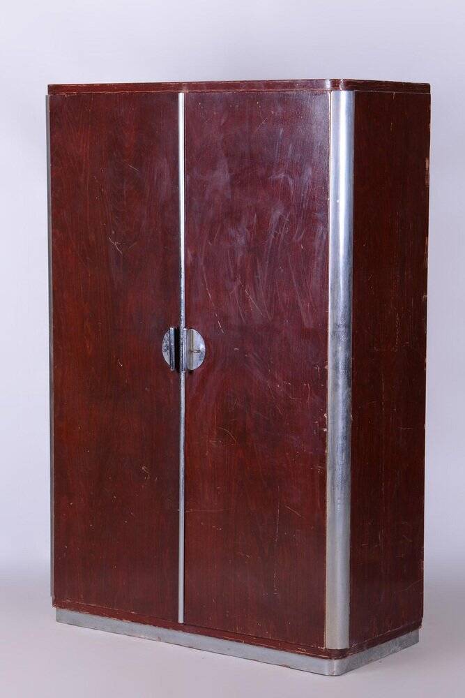 Bauhaus Walnut Wardrobe attributed to Vichr a Spol, Czechia, 1939