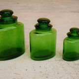 Series of 3 vintage glass jars