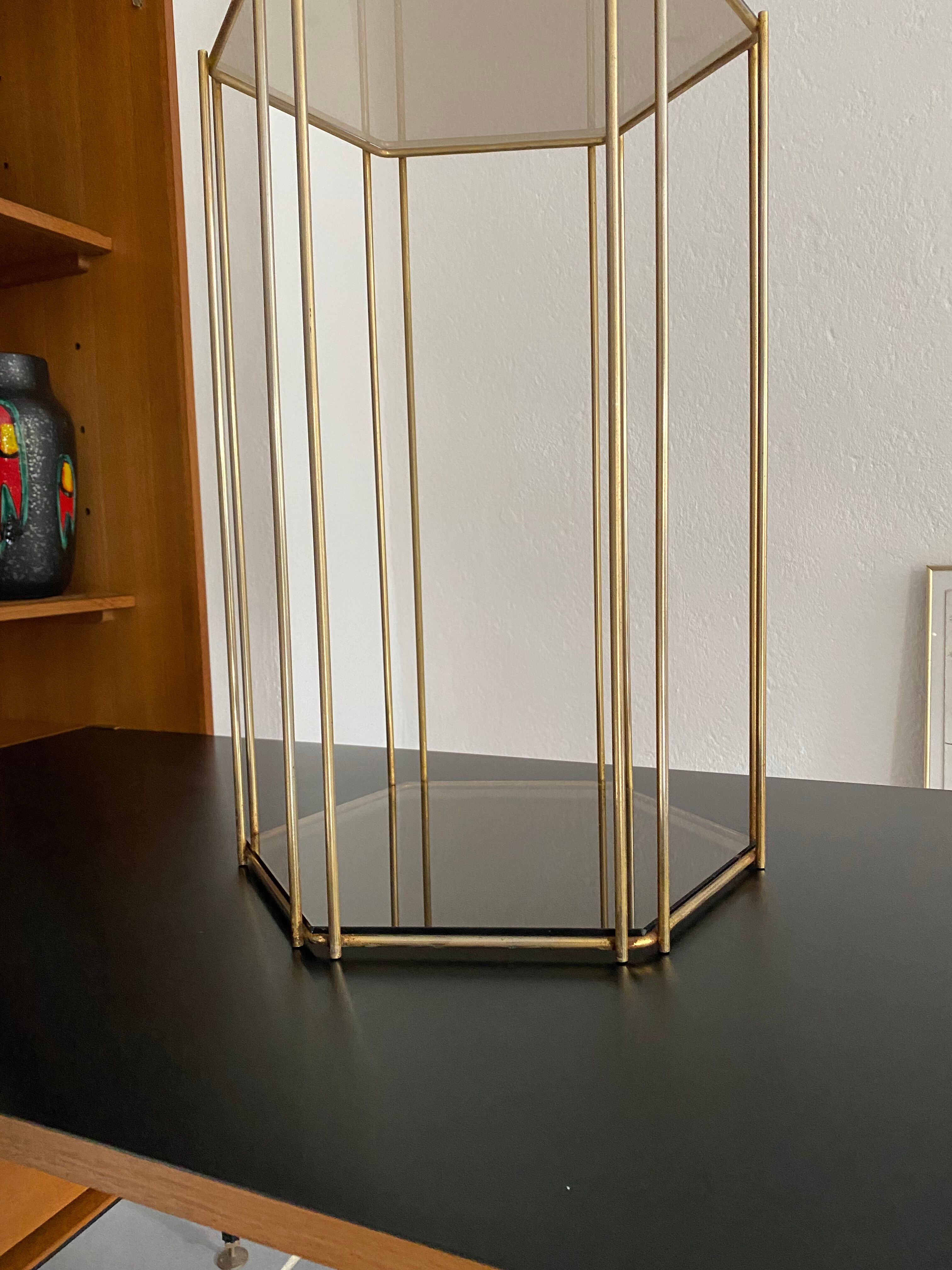 Vintage metal and glass side table