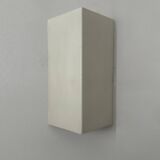 Pair of vintage wall lights, matte white metal, France 1970.