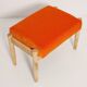 Vintage orange velvet stool mid-century, Edmund Homa, 1960s