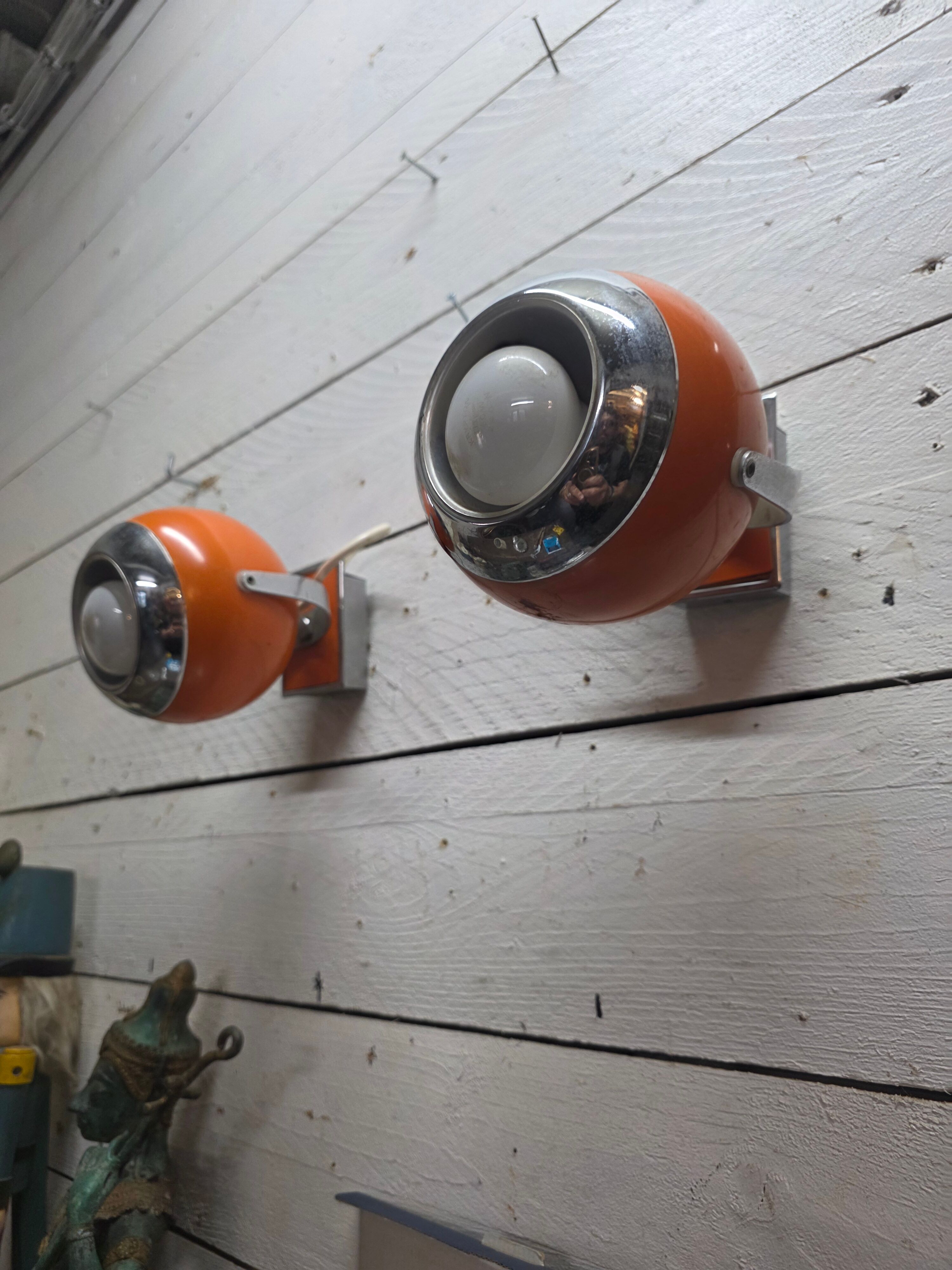 Pair of vintage 70s eyeball wall lights.