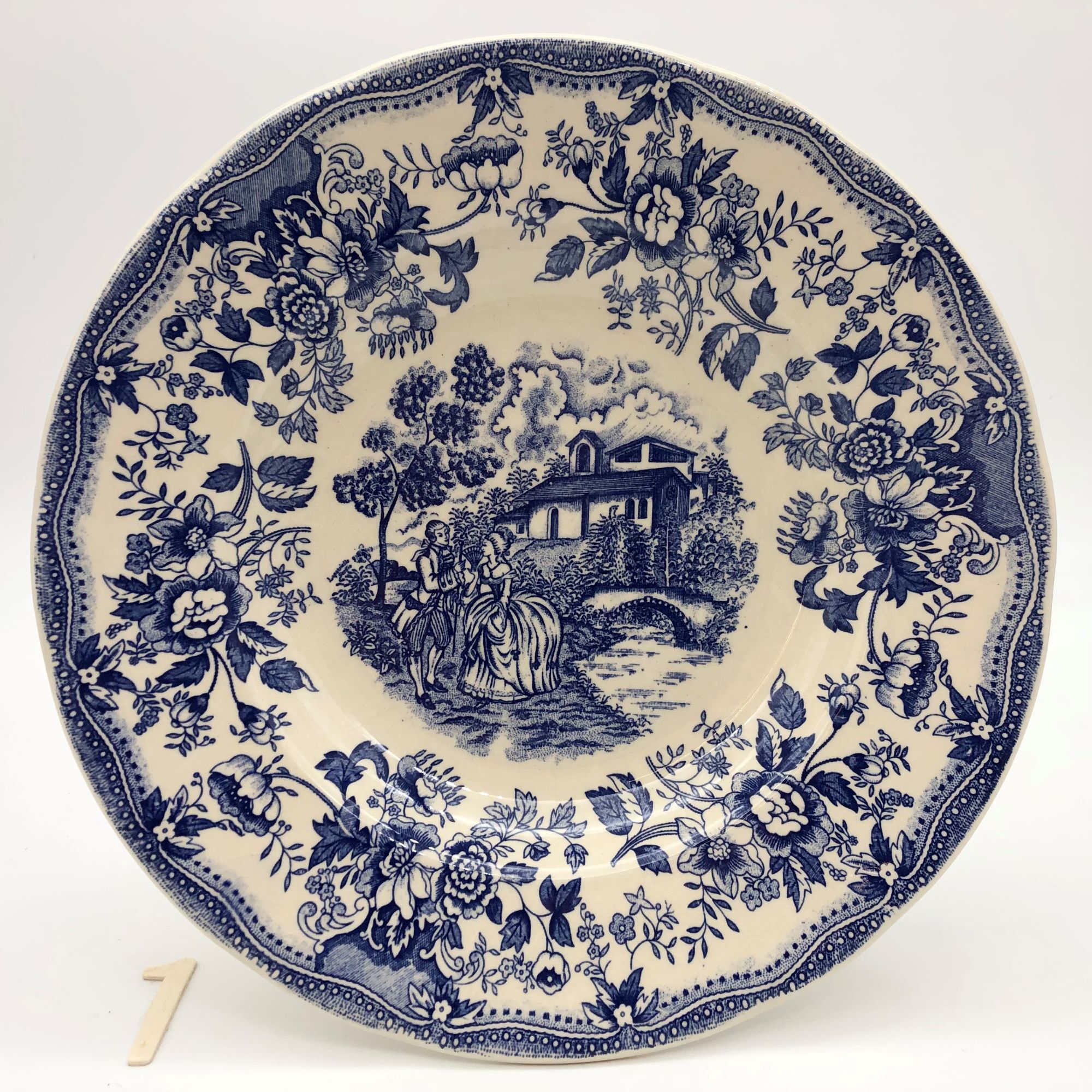 6 Vintage blue hollow plates "Flowers"