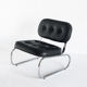 Vintage low armchair. Chrome metal and eskai - Spain, 1970s