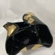 Black Murano-Style Art Glass Centerpiece Bowl with Gold Leaf Accents