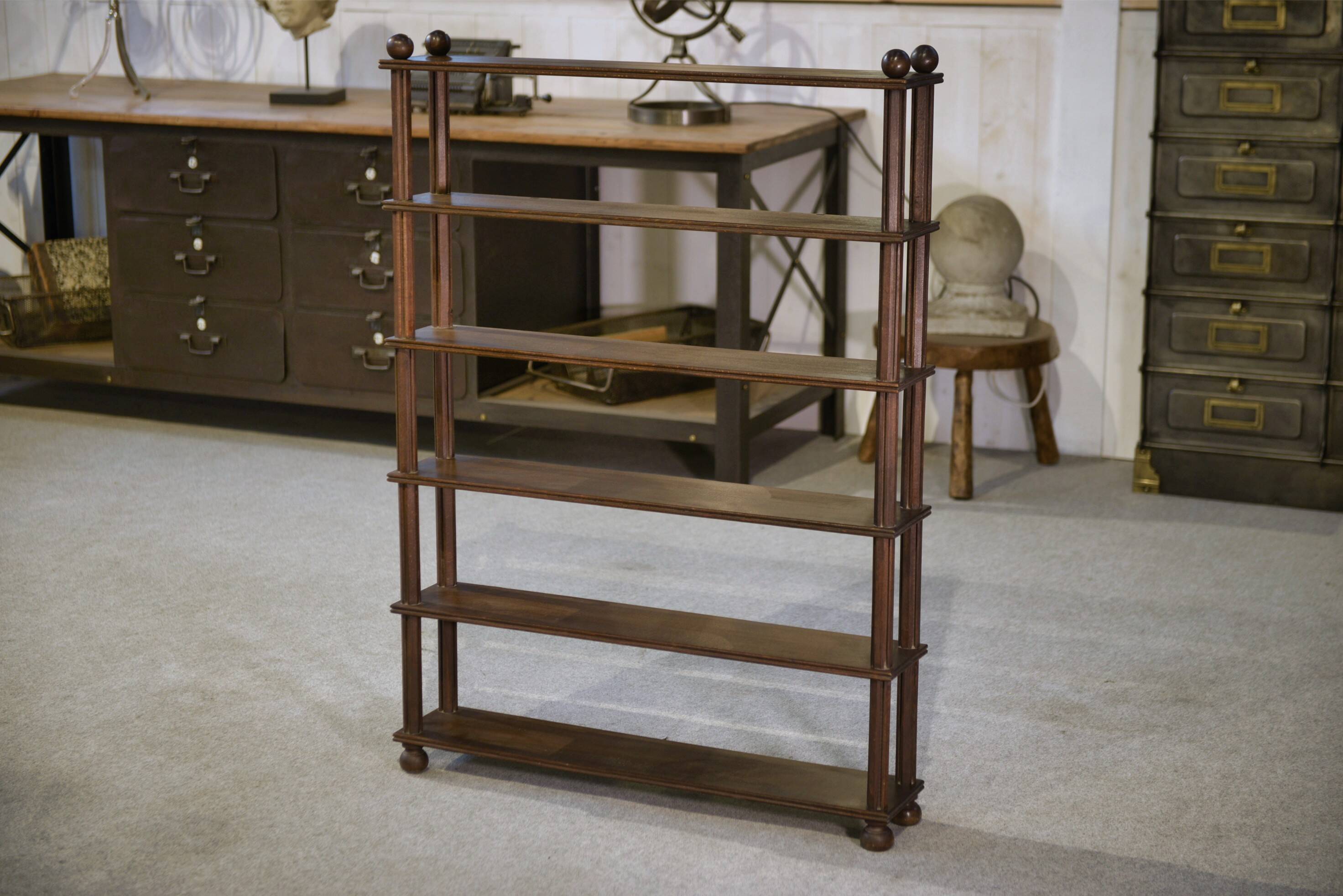 Beech shelf with ball feet, 1960s