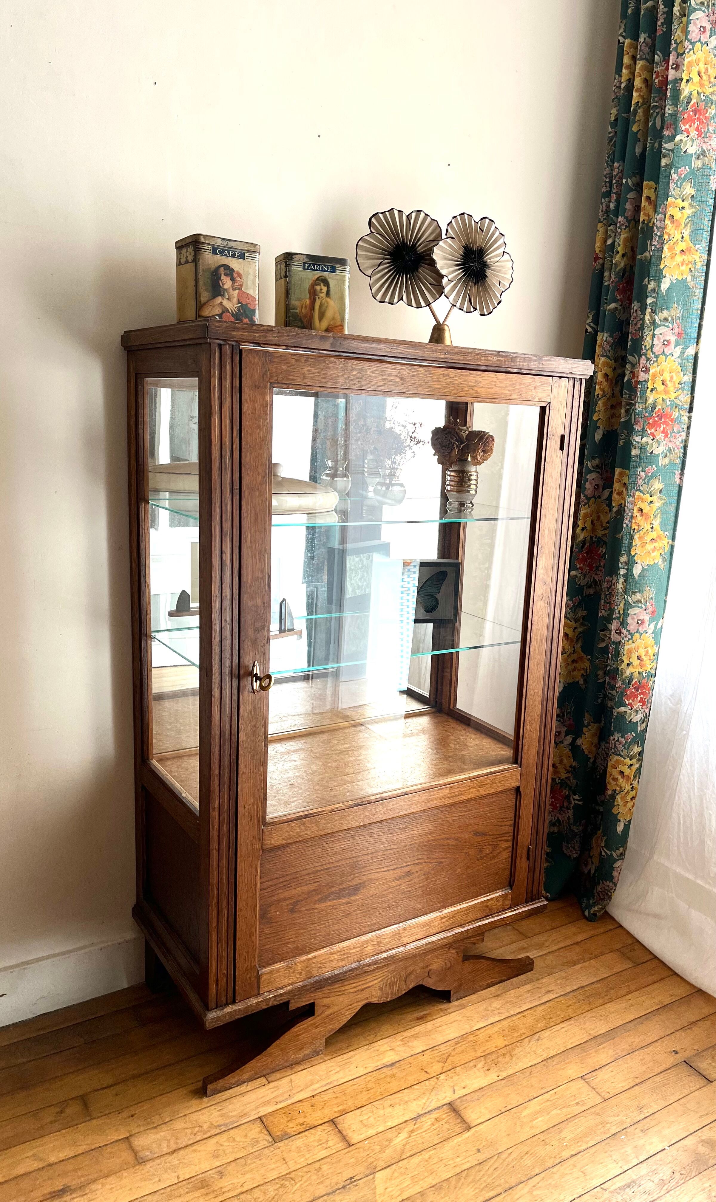 Antique oak window foot mustache