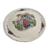 Plat de présentation, Sarreguemines, Obernai, décor Henri Loux, 35 cm