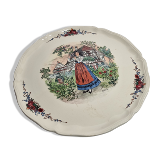 Presentation dish, Sarreguemines, Obernai, Décor Henri Loux, 35 cm