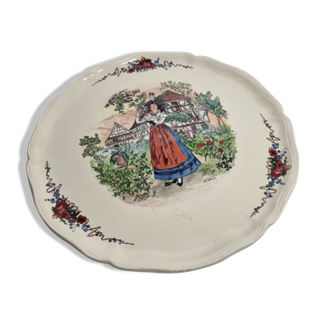 Presentation dish, Sarreguemines, Obernai, Décor Henri Loux, 35 cm