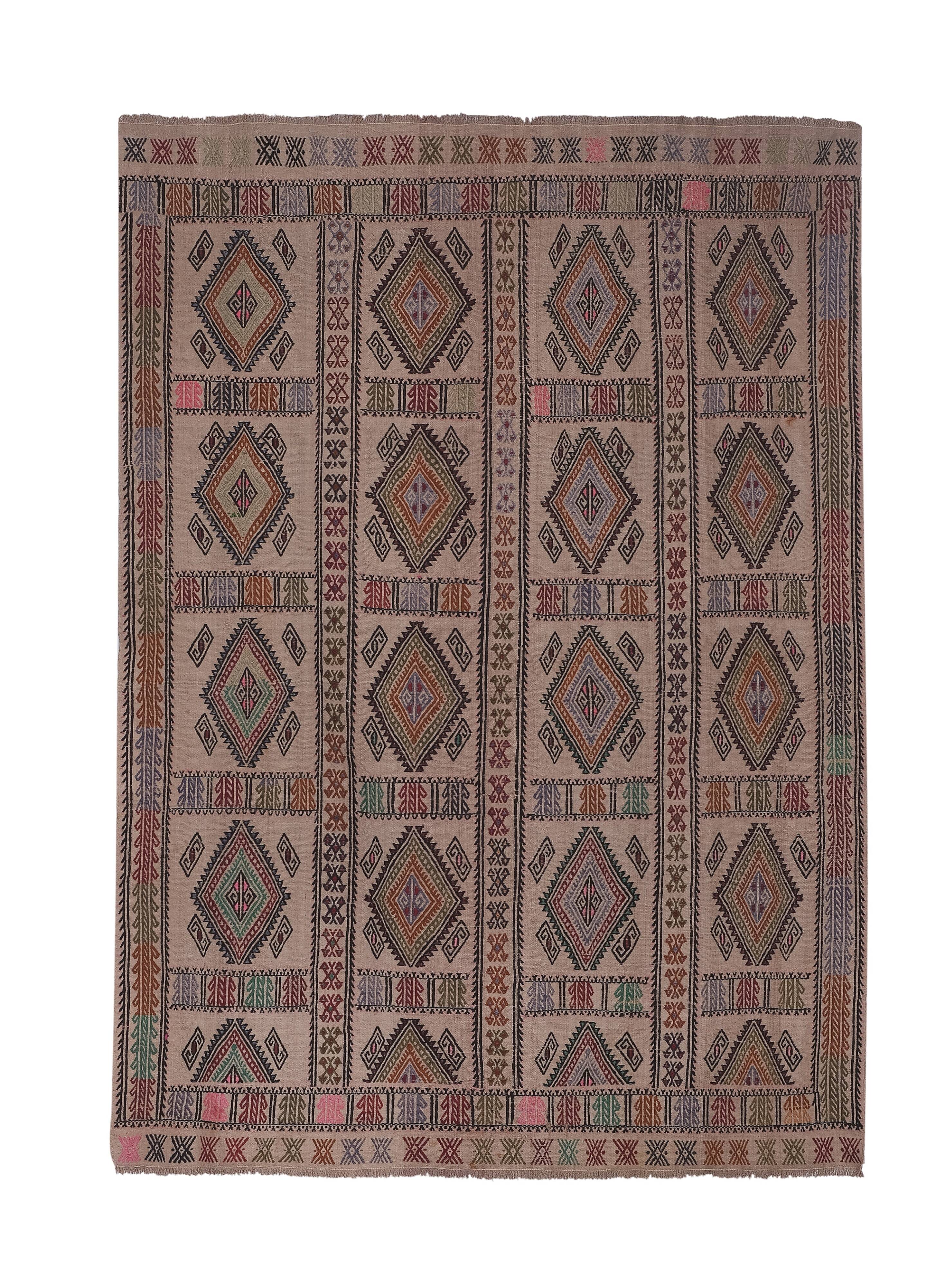 Vintage Turkish rug from Oushak, hand-woven 161x226 cm