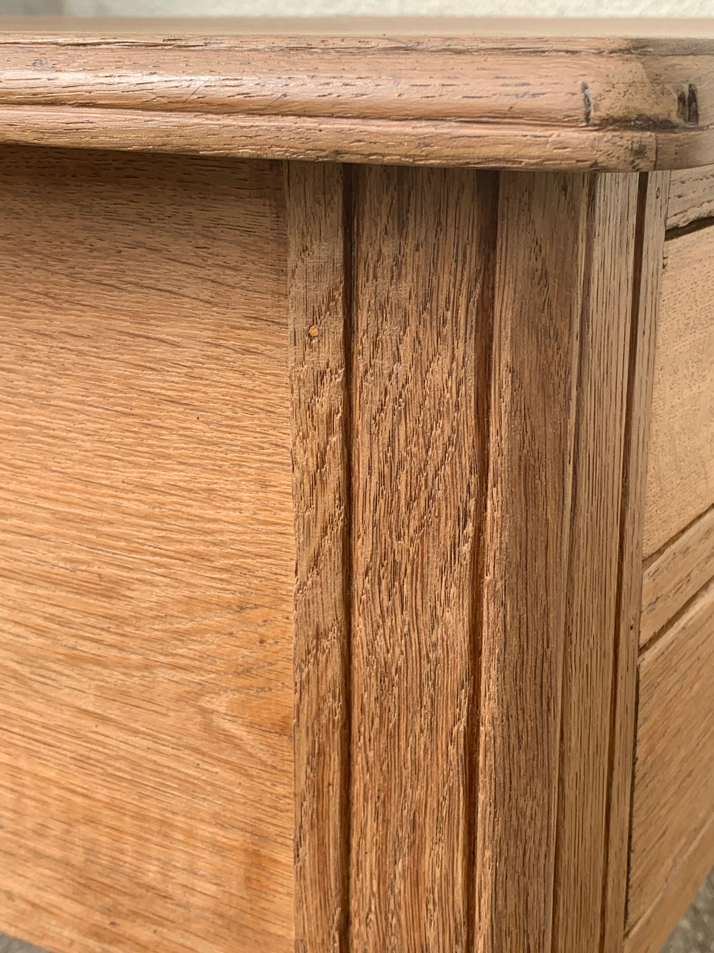 Solid desk in raw oak handles art deco shells