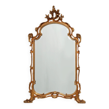 Grand miroir en bois doré de style Louis XV baroque du 20e siècle, Belgique, années 1950.