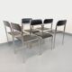 Set of 6 vintage Italian stackable chairs in chrome metal and faux leather.