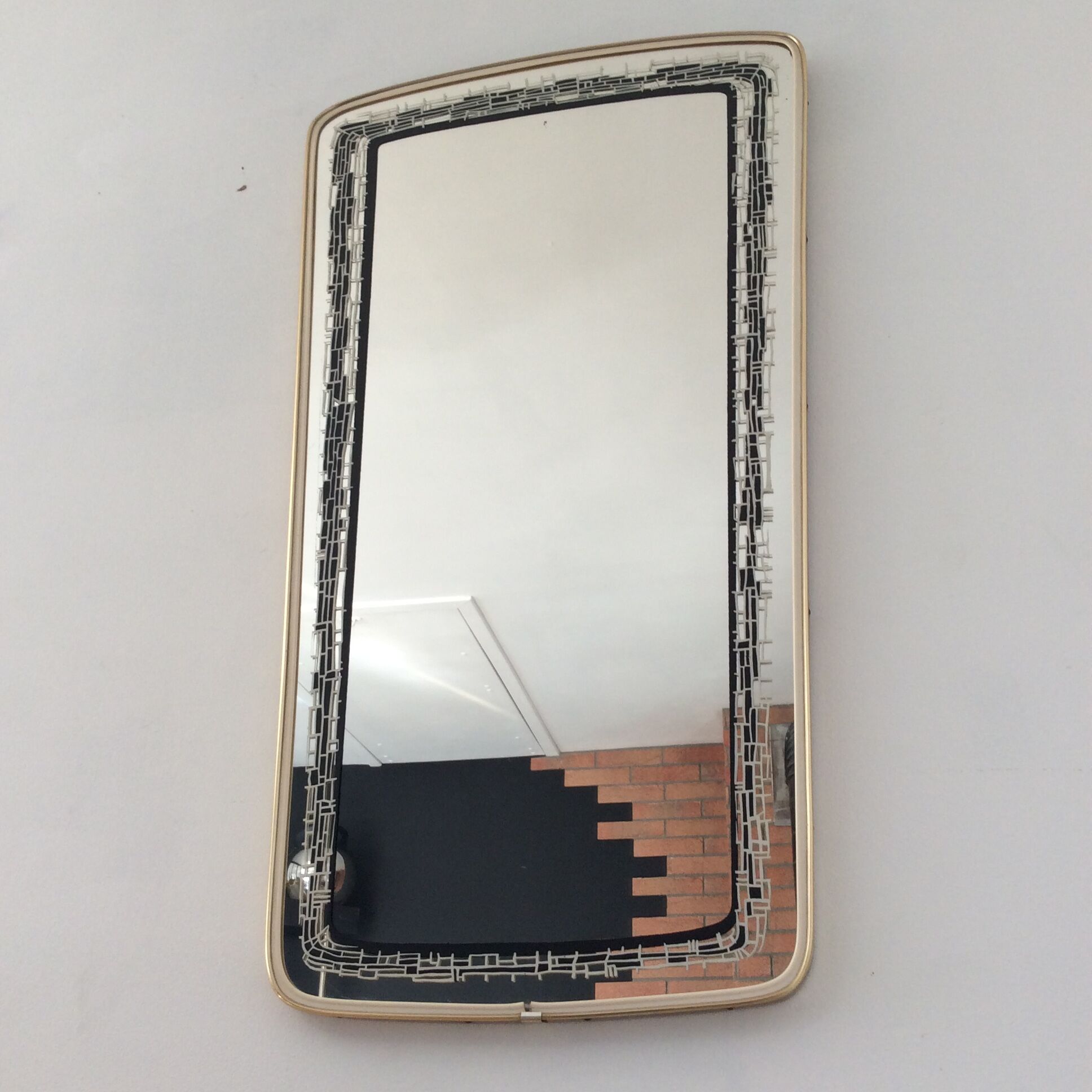 Large asymmetrical free-form mirror from the 70s 43x80cm