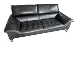 Canapé 2 places en cuir noir Roche Bobois