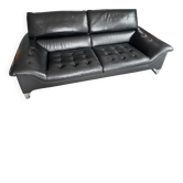 2-seater sofa, genuine leather, black Roche Bobois – adjustable headrests