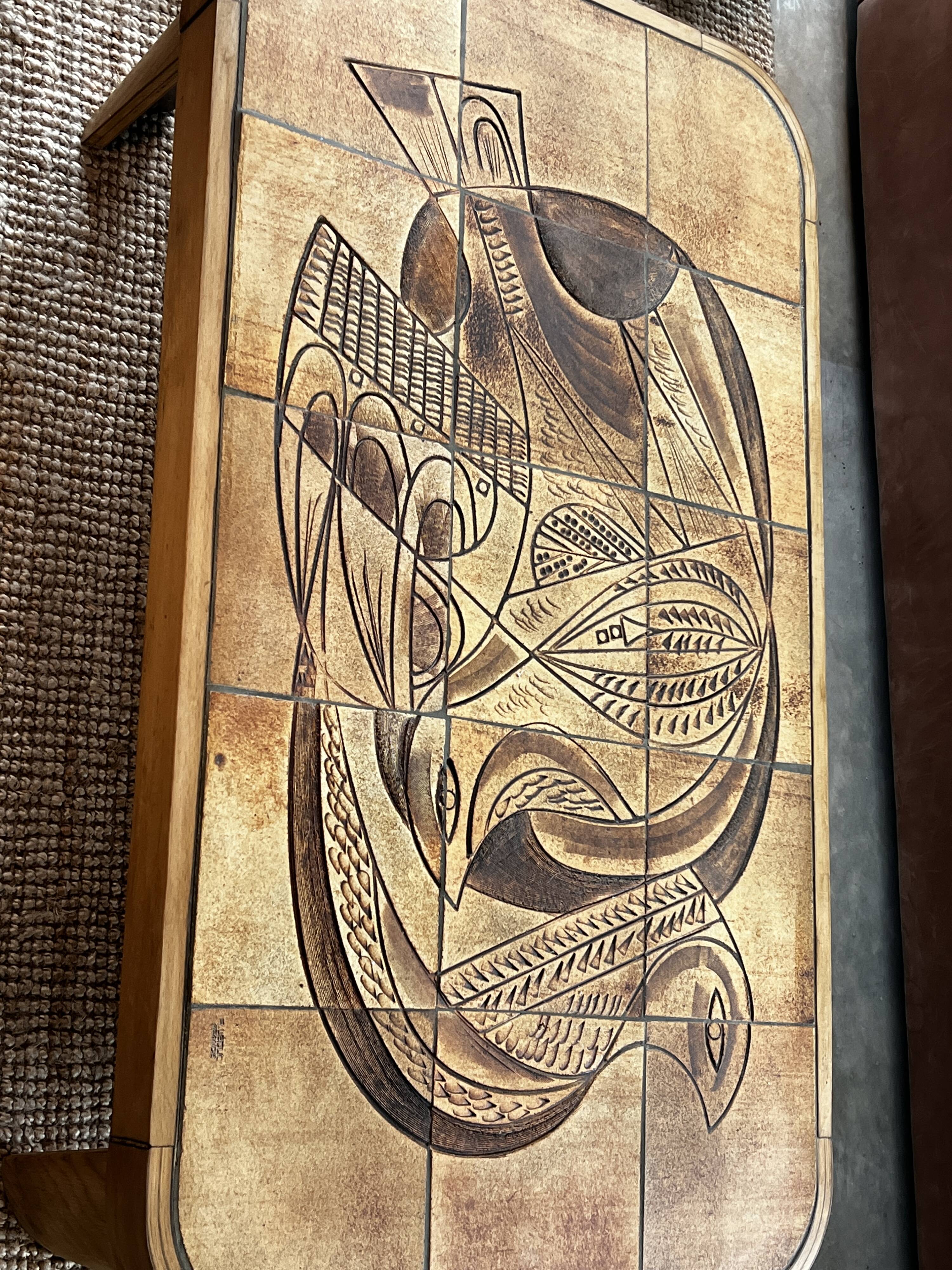 Table basse Raymonde Leduc modèle "Colombe" Vallauris 1960