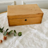 Small wooden storage chest box with keyless lid