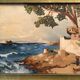 Ancient painting, seaside landscape signed and dated 1932