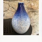 Blue and white speckled vase