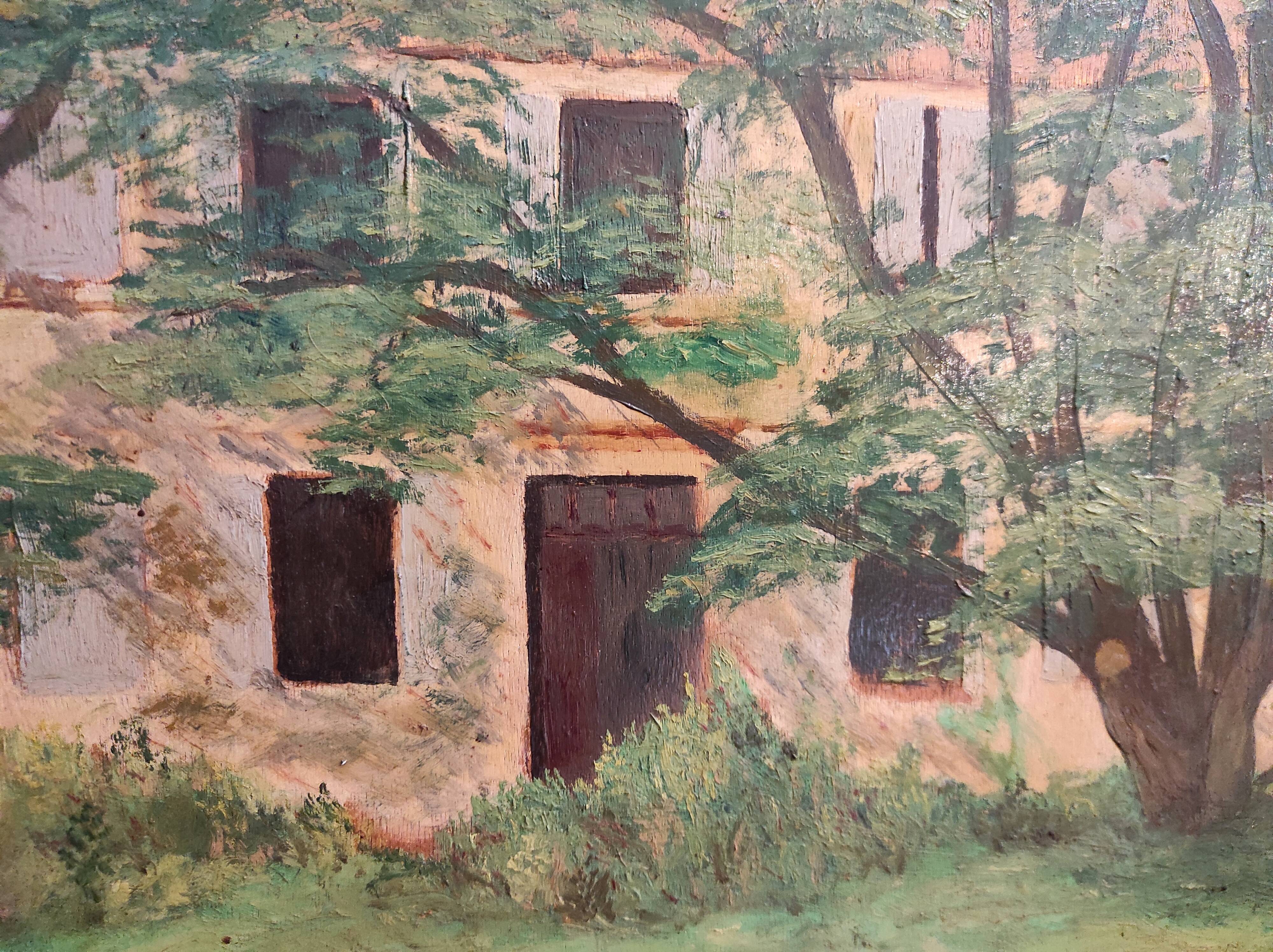 French vintage oil painting, signed Martínez, 1950