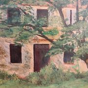 Peinture à l’huile vintage, signée Martínez, 1950