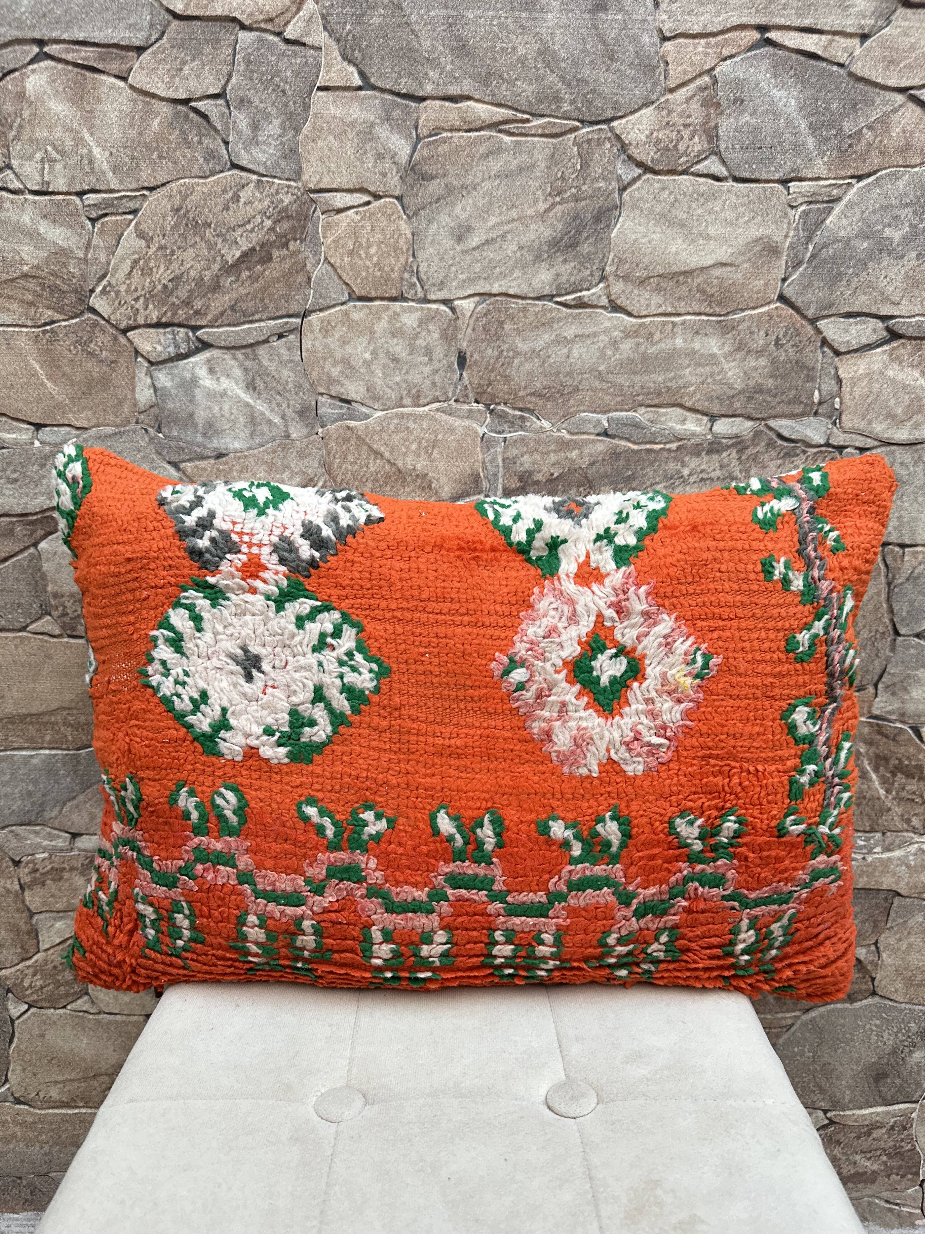 Housse de coussin Kilim berbère vintage : Coussin en laine marocaine