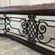 Old fireplace bench, wrought iron leather and oak