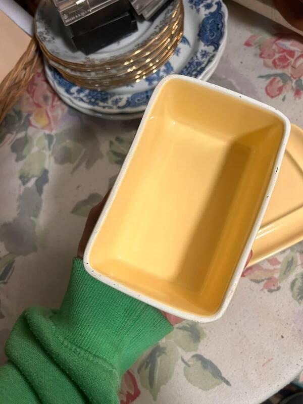 Yellow butter dish
