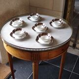 6 tea cups in fine porcelain Epiag white and gray moiré steel
