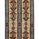 Turkish Antique Kilim Runner Blue Geometric Tribal Hallway Rug 90 x 142 cm