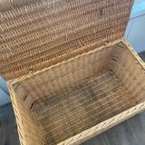Malle coffre osier ancien