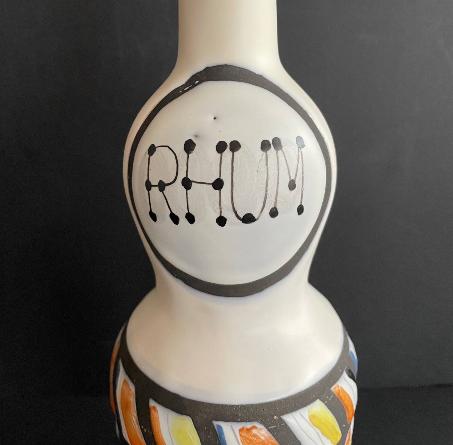 Earthenware “Rum” bottle by Roger Capron in Vallauris