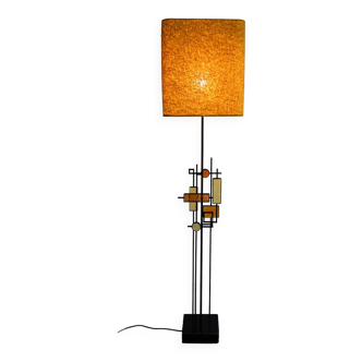 Mid-century modern danish wrought iron and glass floor lamp by holm sorensen